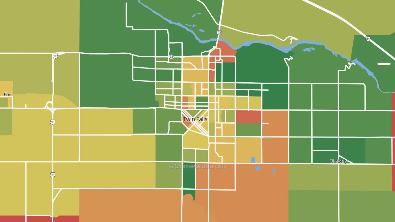 Twin Falls, ID Map of Vehicle Theft Rates
