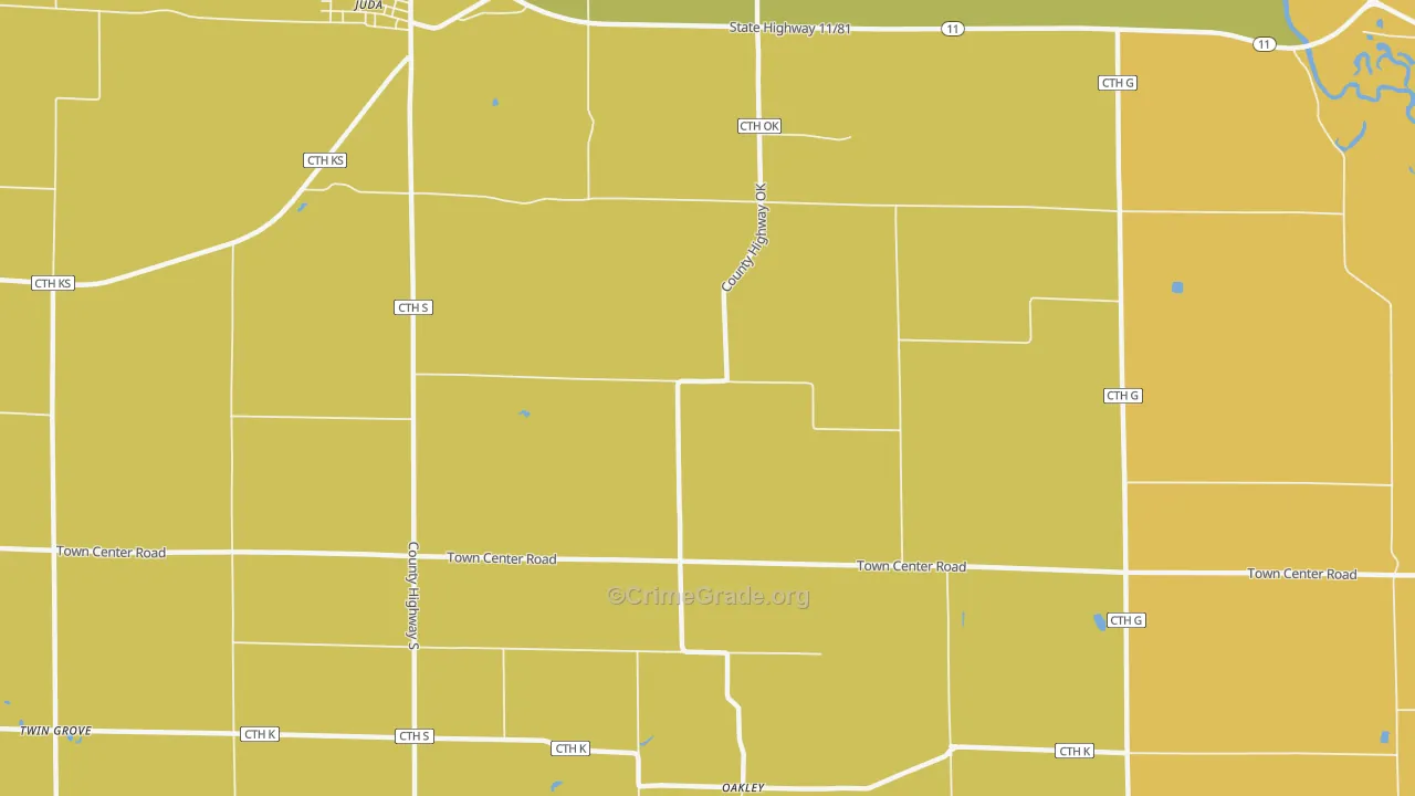 Twin Grove, WI Map of Vehicle Theft Rates