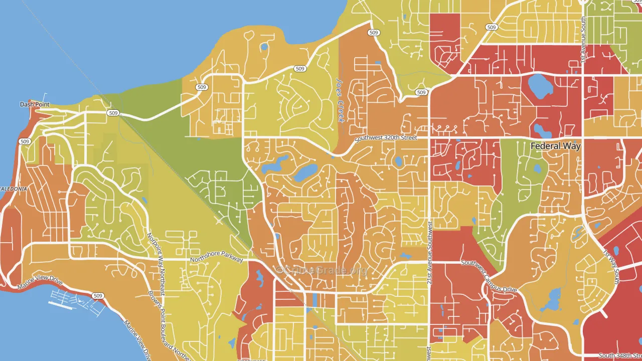 Twin Lakes, Federal Way, WA Map of Vehicle Theft Rates
