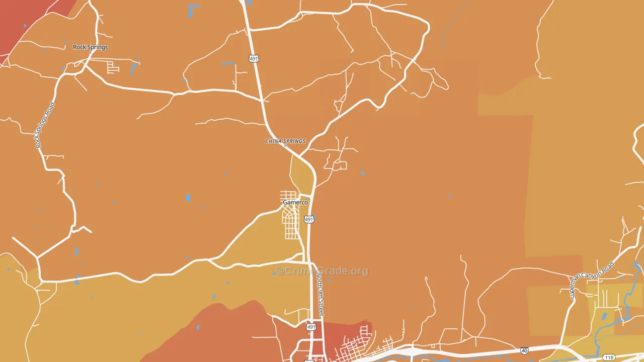 Twin Lakes, NM Map of Vehicle Theft Rates