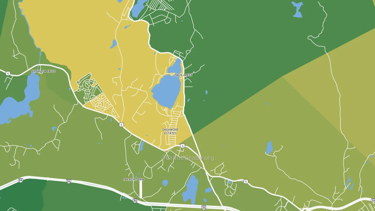 Twin Lakes, PA Map of Vehicle Theft Rates