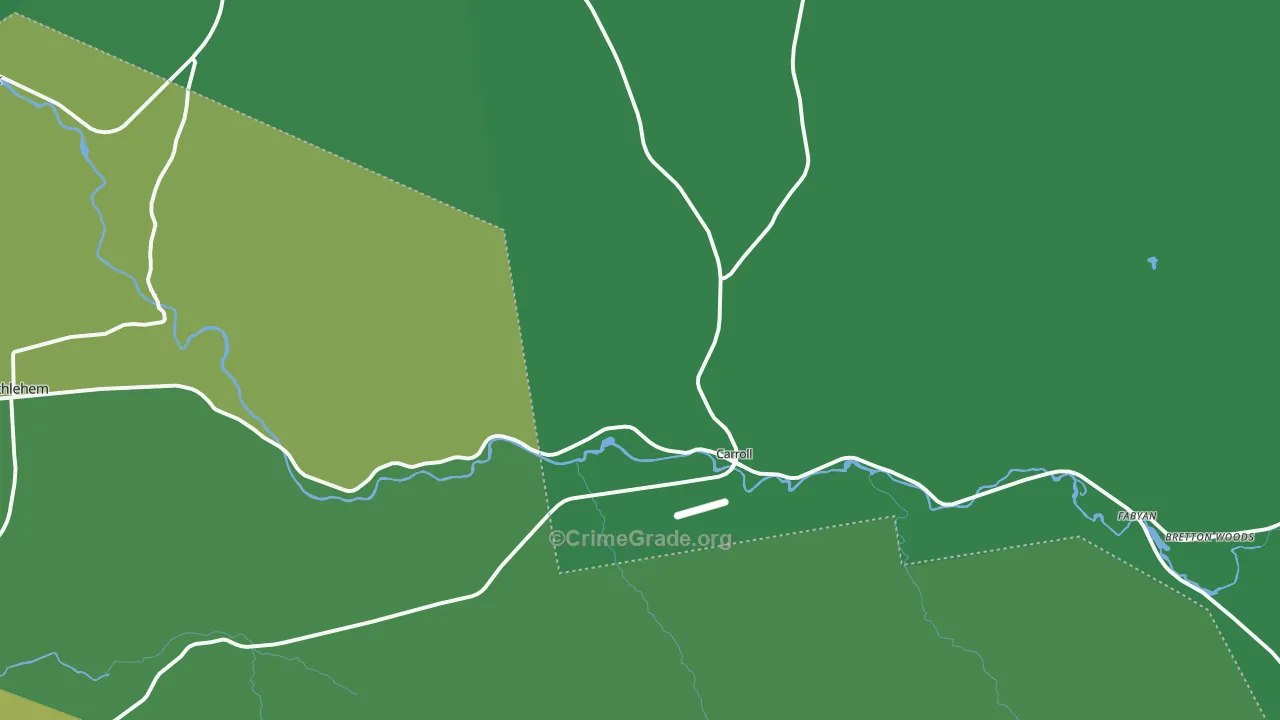 Twin Mountain, NH Map of Vehicle Theft Rates