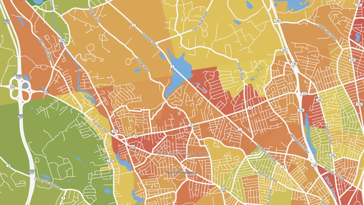 Twin Rivers Beach, Providence, RI Map of Vehicle Theft Rates