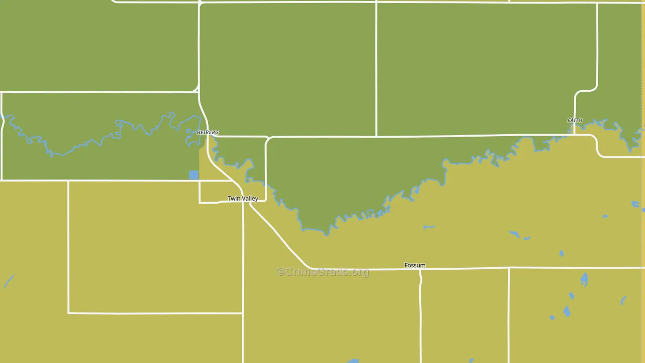 Twin Valley, MN Map of Vehicle Theft Rates