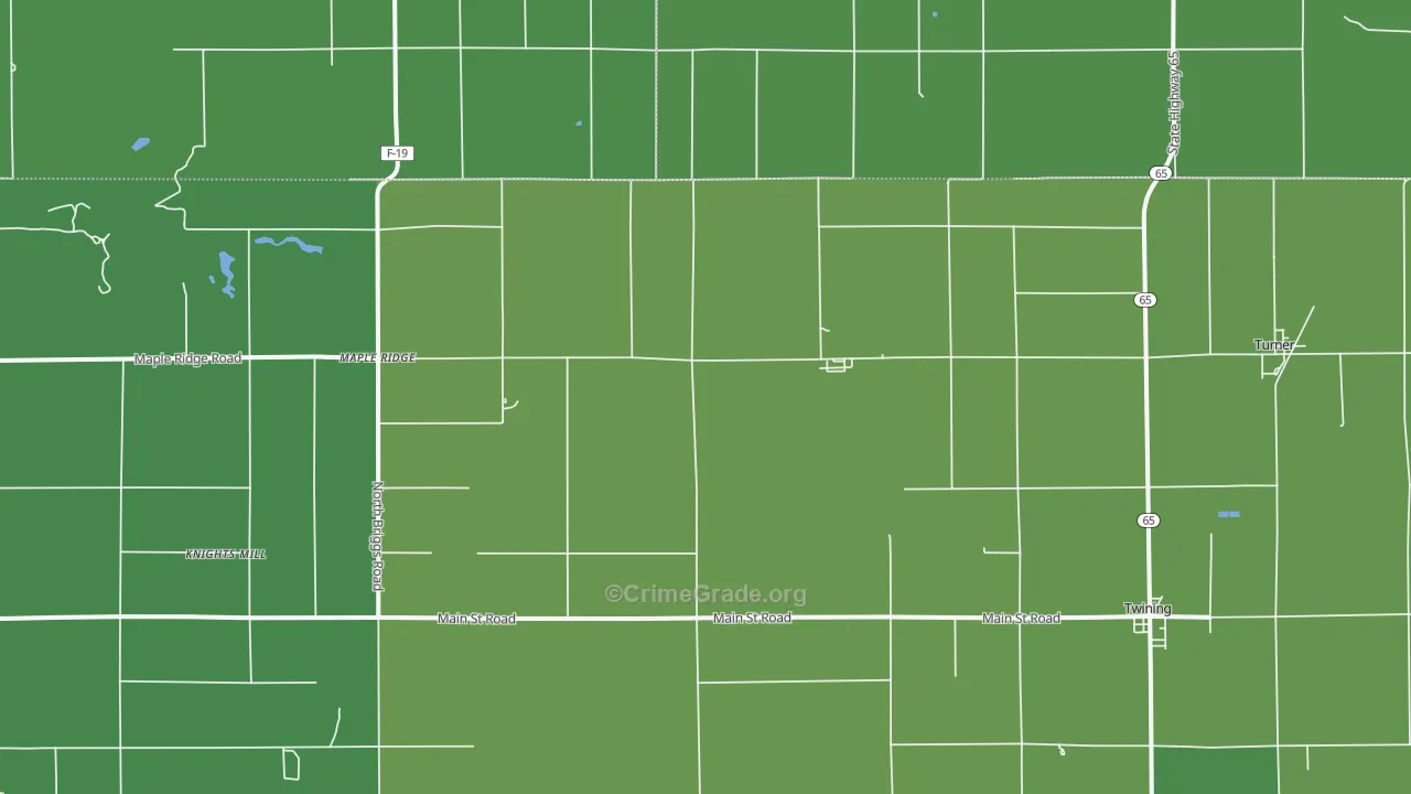 Twining, MI Map of Vehicle Theft Rates