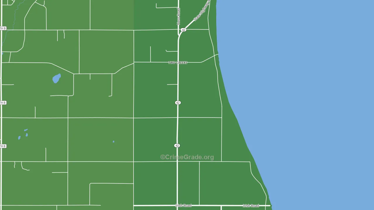 Two Creeks, WI Map of Vehicle Theft Rates