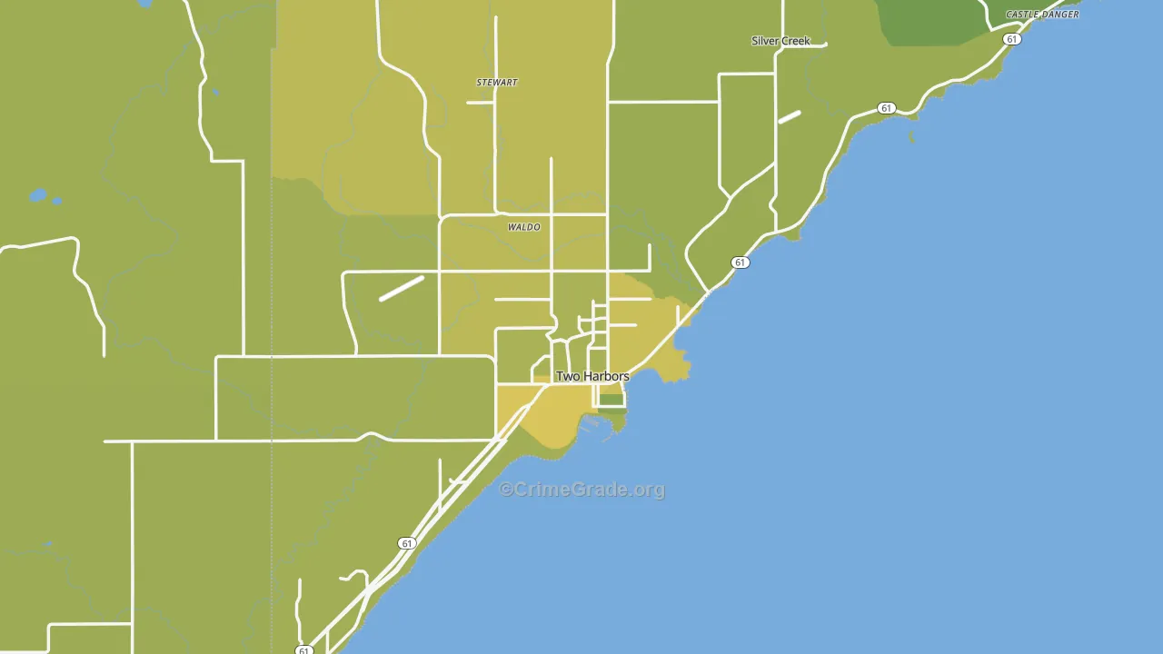 Two Harbors, MN Map of Vehicle Theft Rates