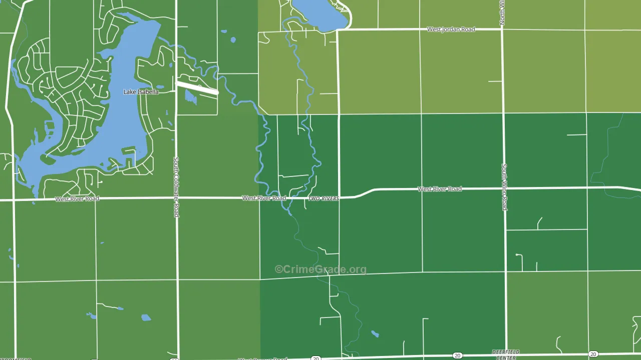 Two Rivers, MI Map of Vehicle Theft Rates