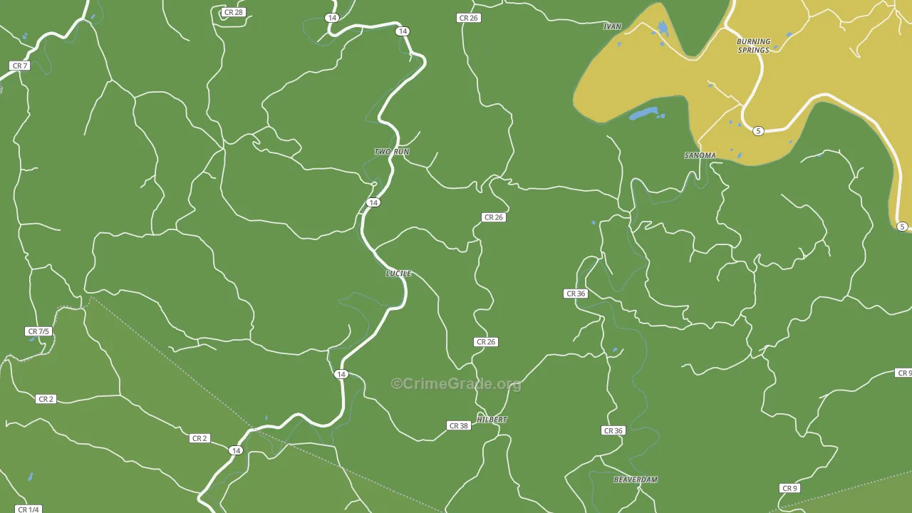 Two Run, WV Map of Vehicle Theft Rates