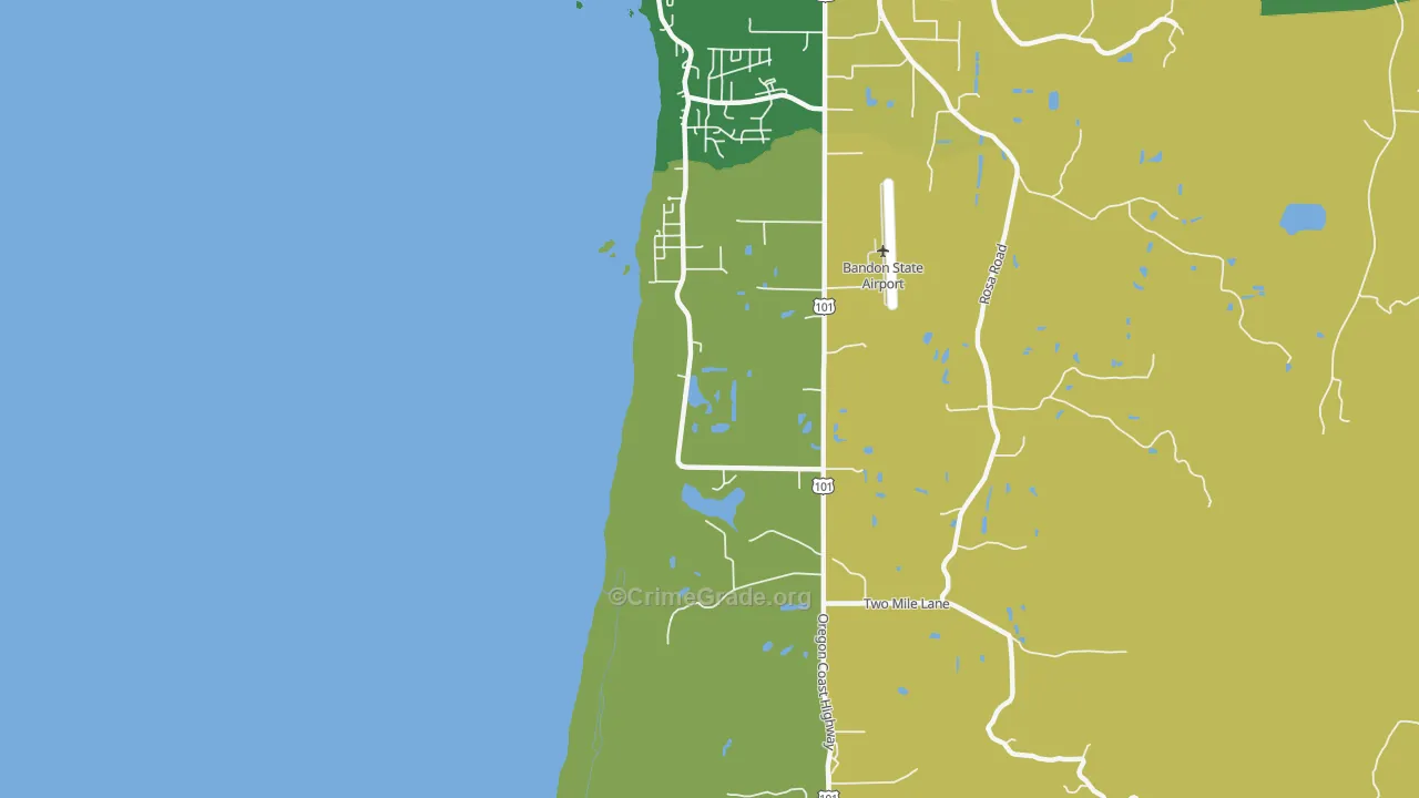 Twomile, OR Map of Vehicle Theft Rates