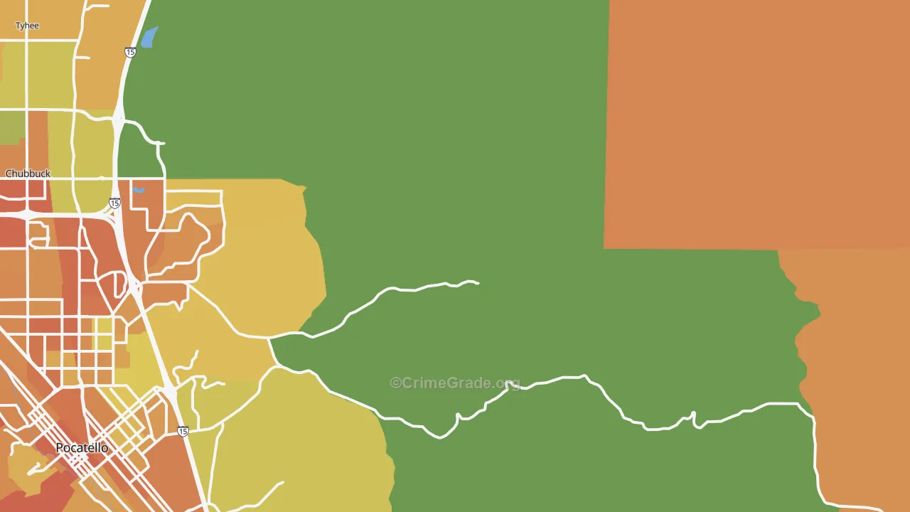 Tyhee, ID Map of Vehicle Theft Rates