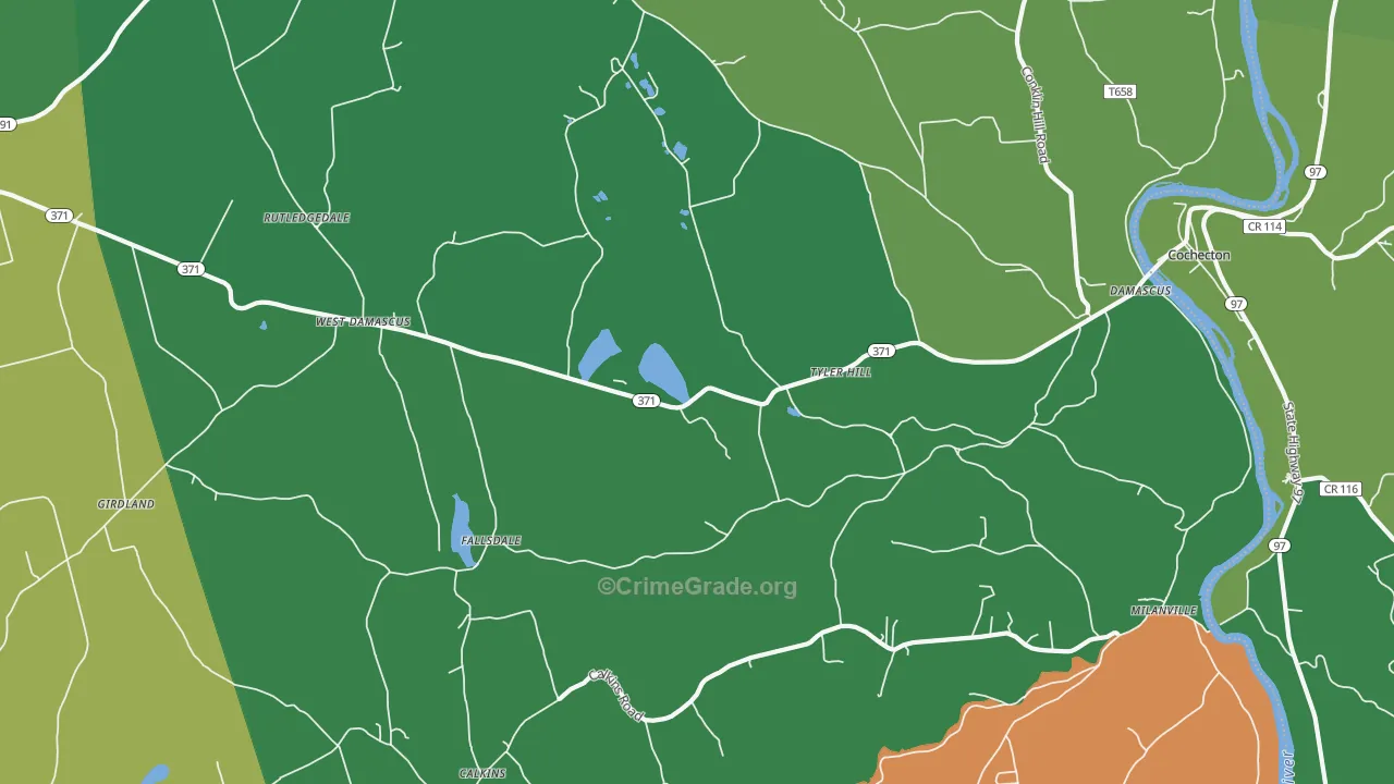 Tyler Hill, PA Map of Vehicle Theft Rates