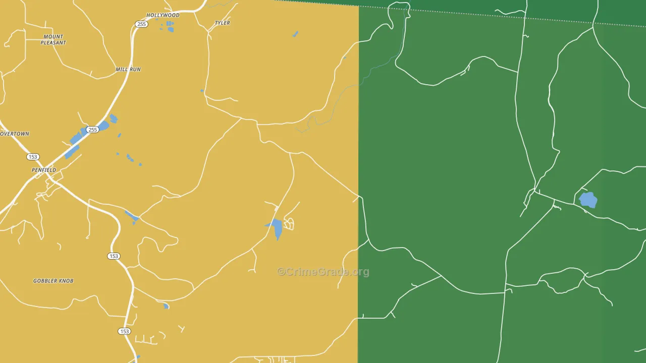 Tyler, PA Map of Vehicle Theft Rates
