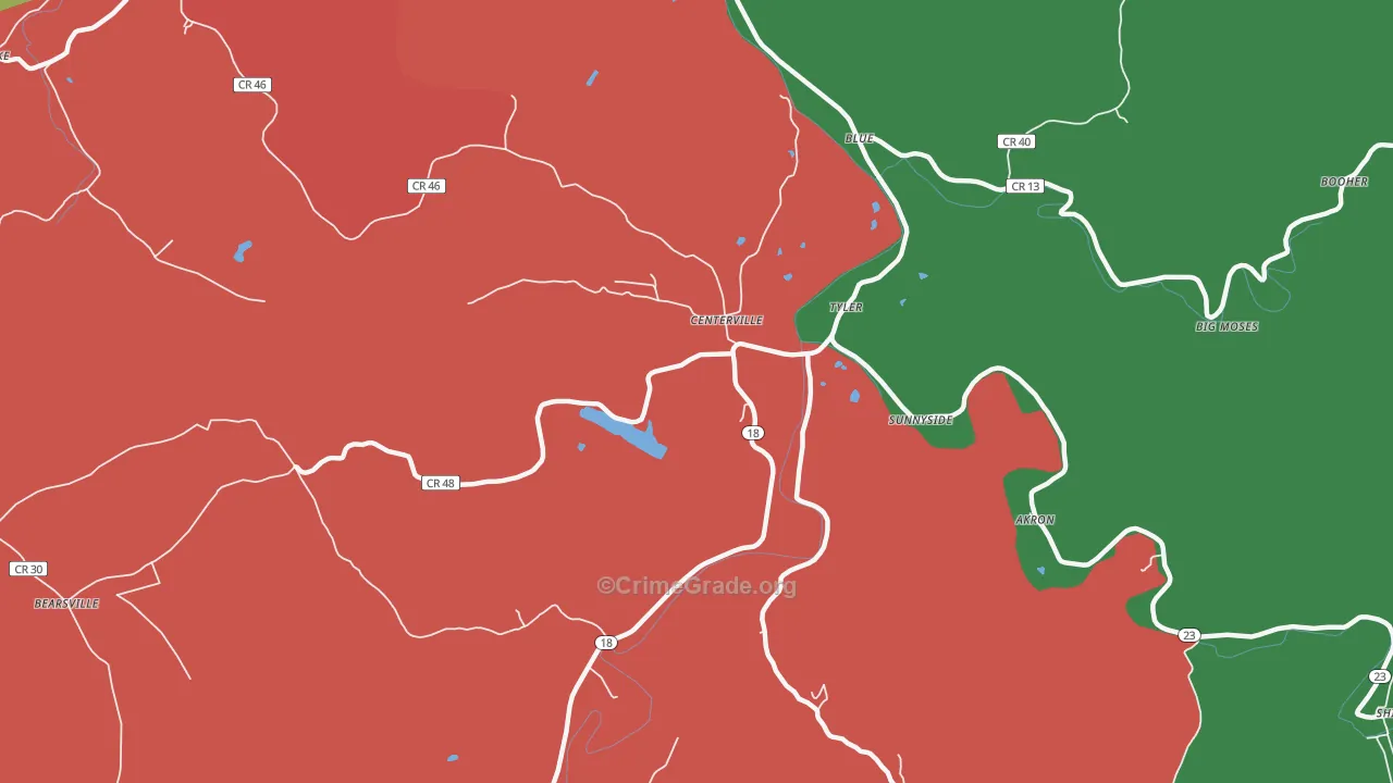 Tyler, WV Map of Vehicle Theft Rates