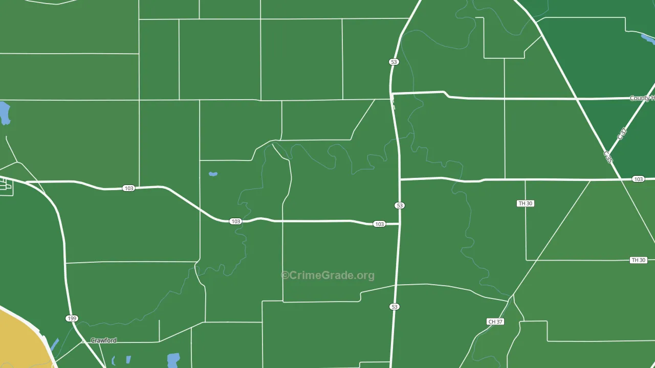 Tymochtee, OH Map of Vehicle Theft Rates
