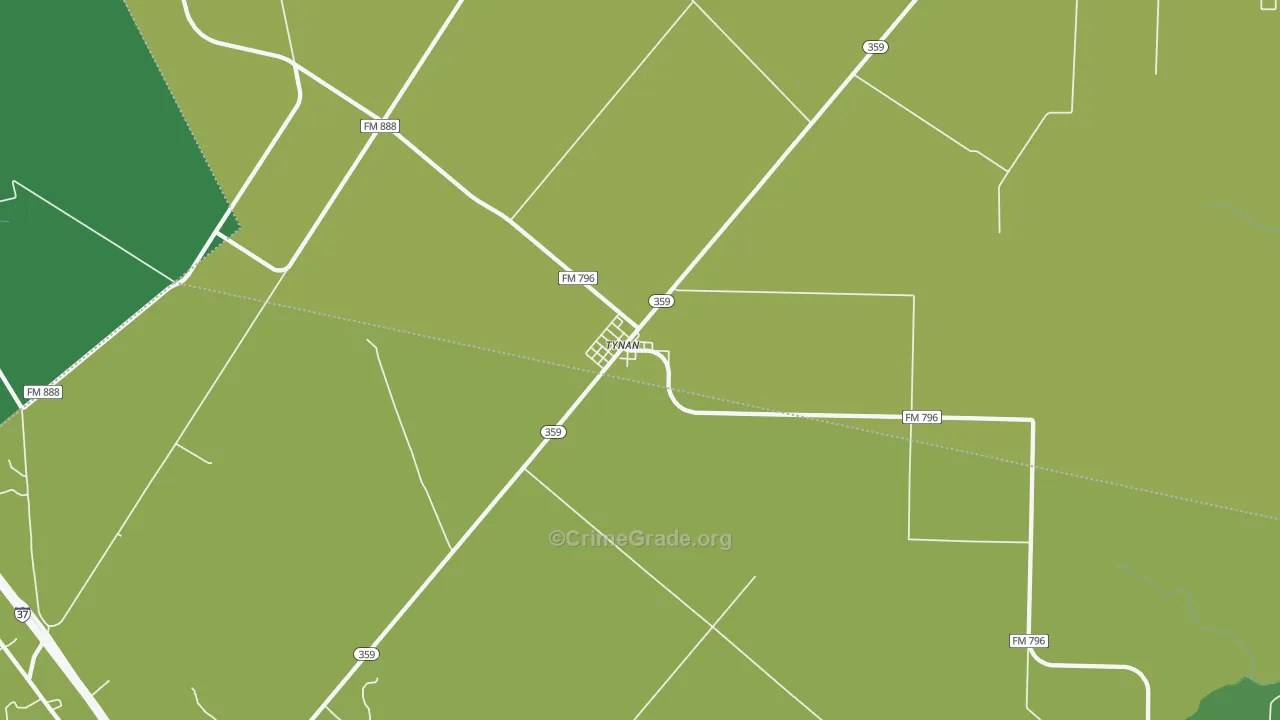 Tynan, TX Map of Vehicle Theft Rates
