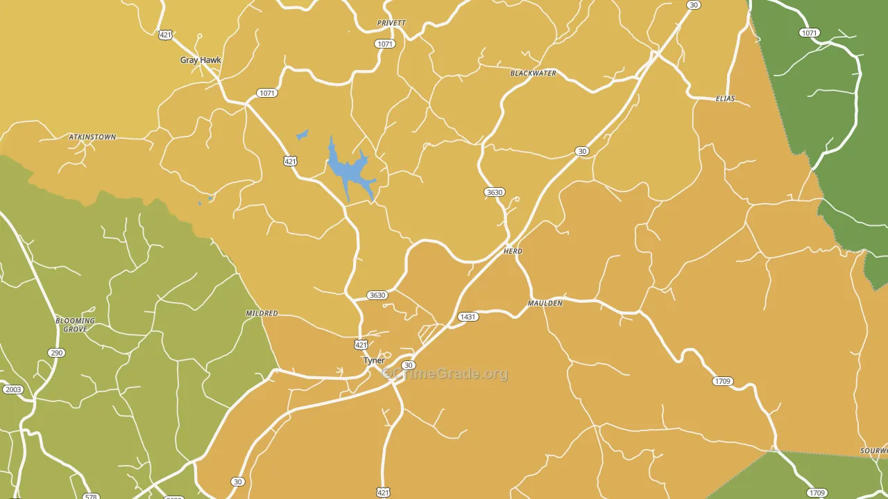 Tyner, KY Map of Vehicle Theft Rates