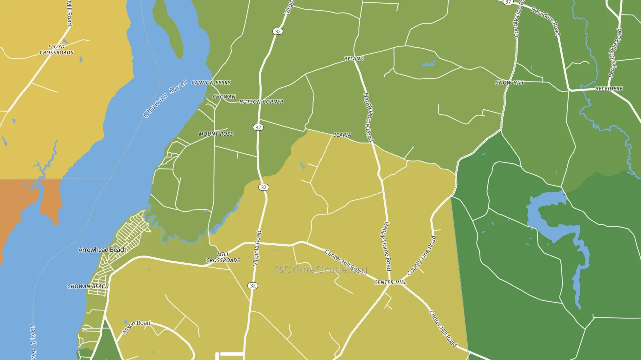 Tyner, NC Map of Vehicle Theft Rates