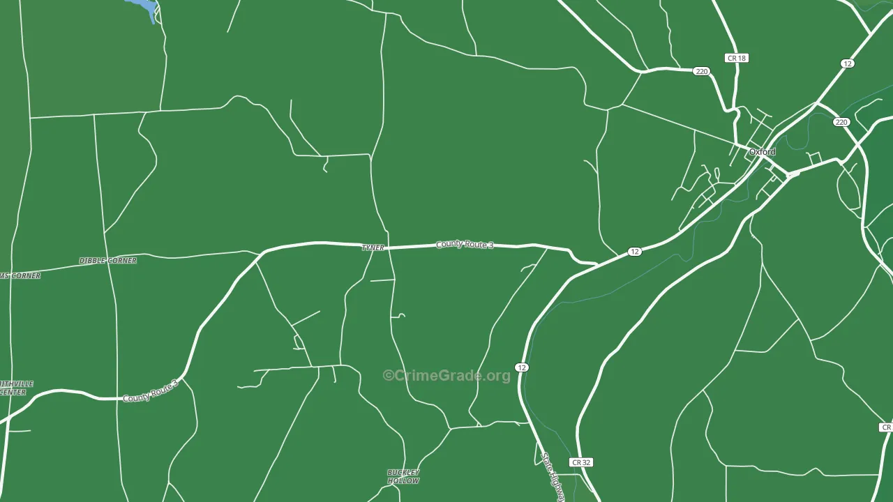 Tyner, NY Map of Vehicle Theft Rates