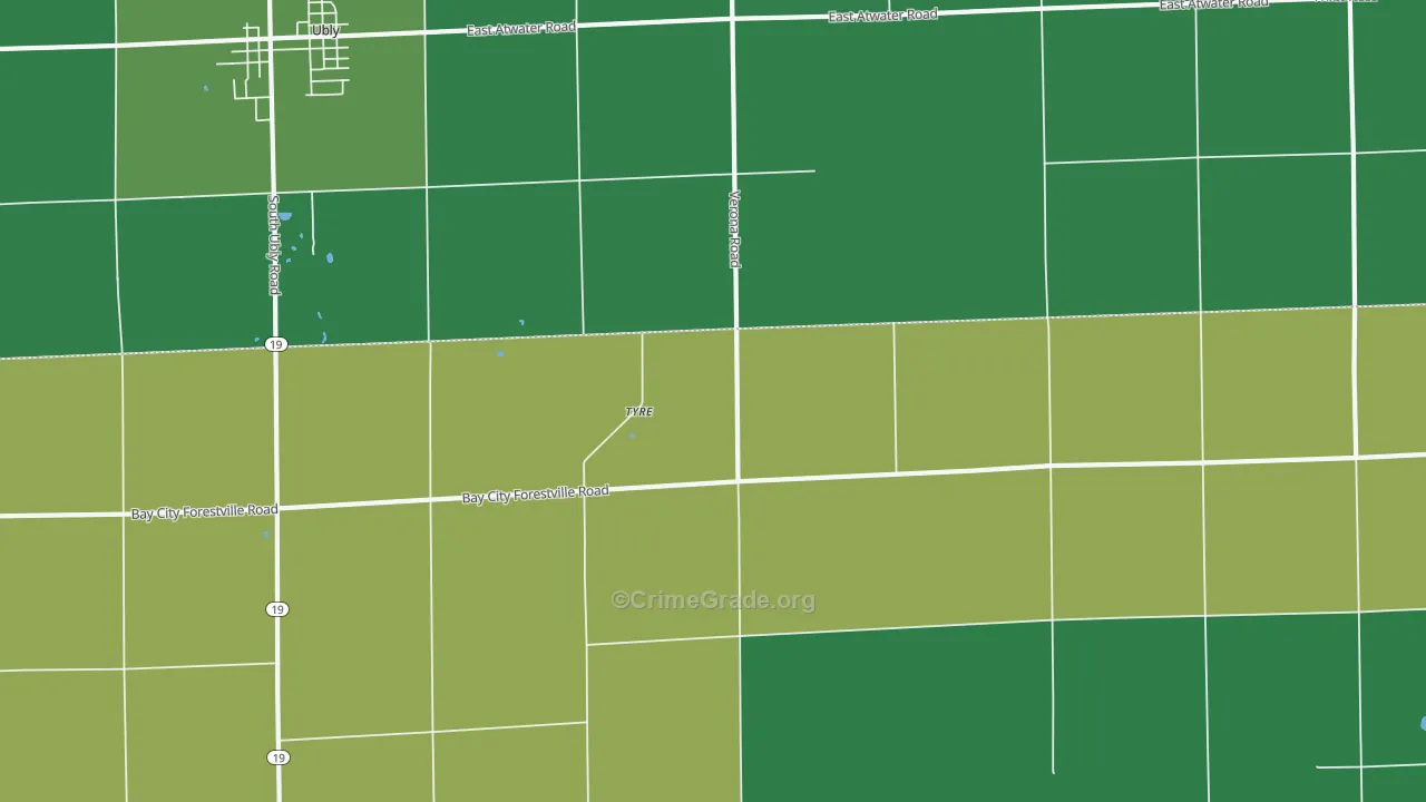 Tyre, MI Map of Vehicle Theft Rates