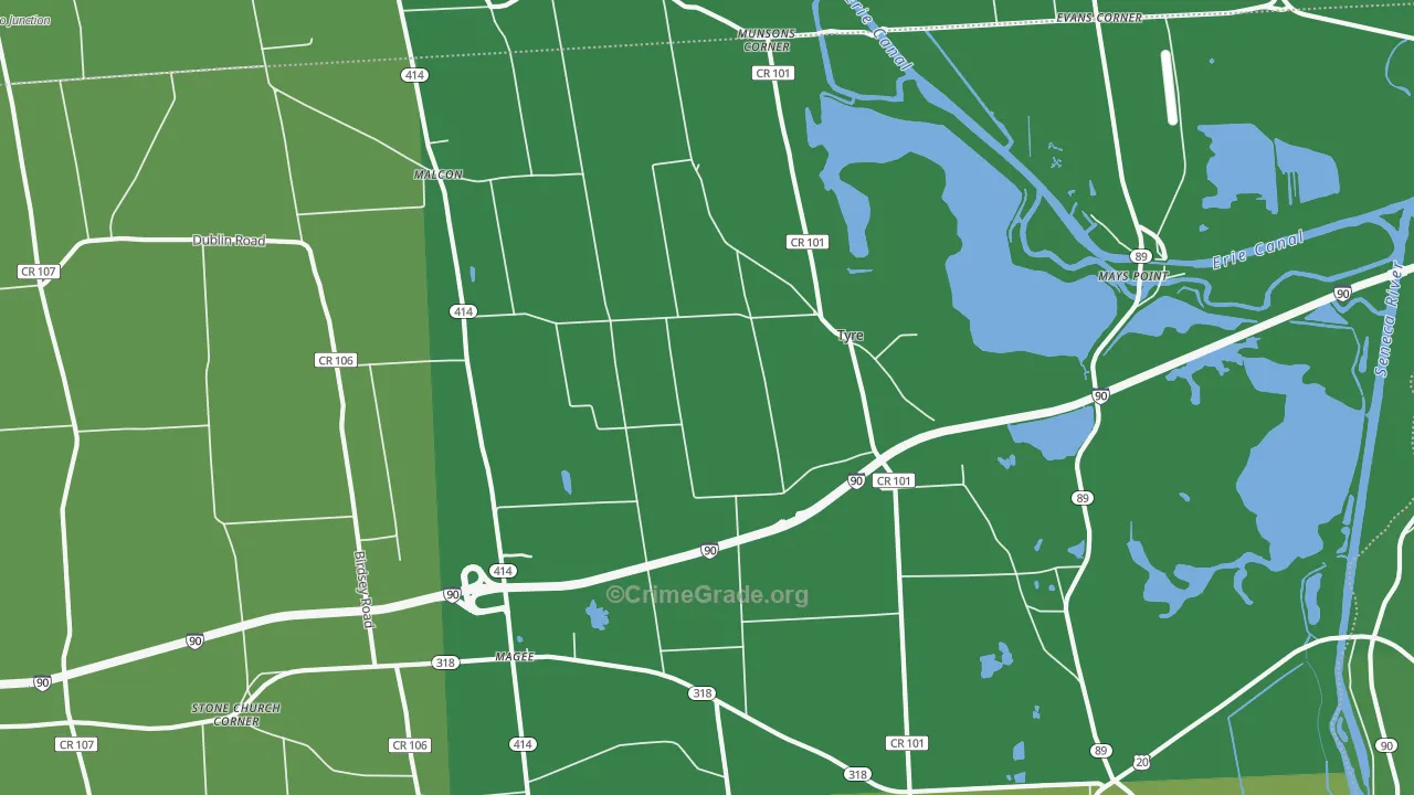 Tyre, NY Map of Vehicle Theft Rates