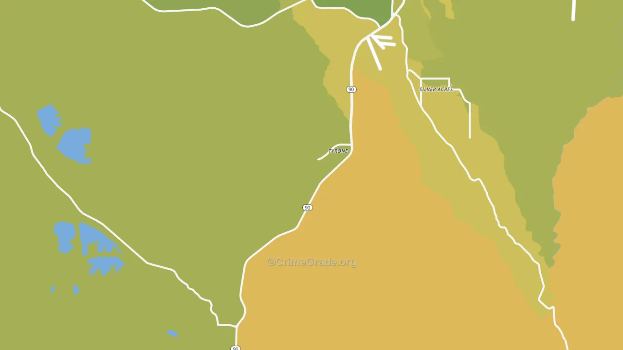Tyrone, NM Map of Vehicle Theft Rates