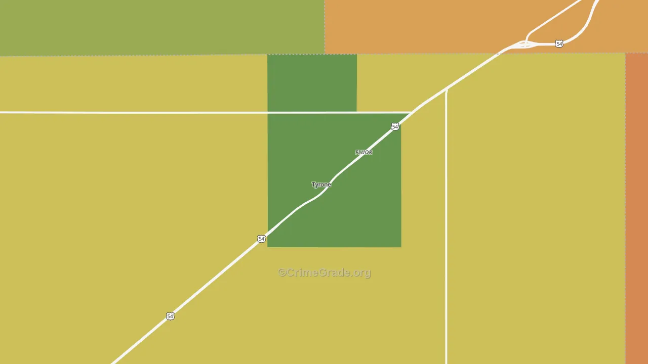 Tyrone, OK Map of Vehicle Theft Rates