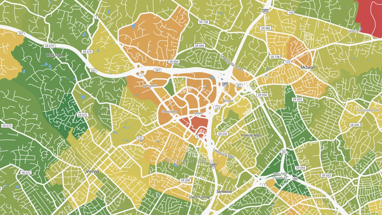Tysons Corner, VA Map of Vehicle Theft Rates