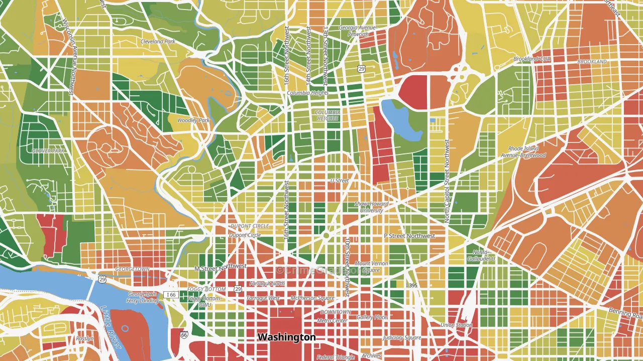 U Street Corridor, Washington, DC Map of Vehicle Theft Rates