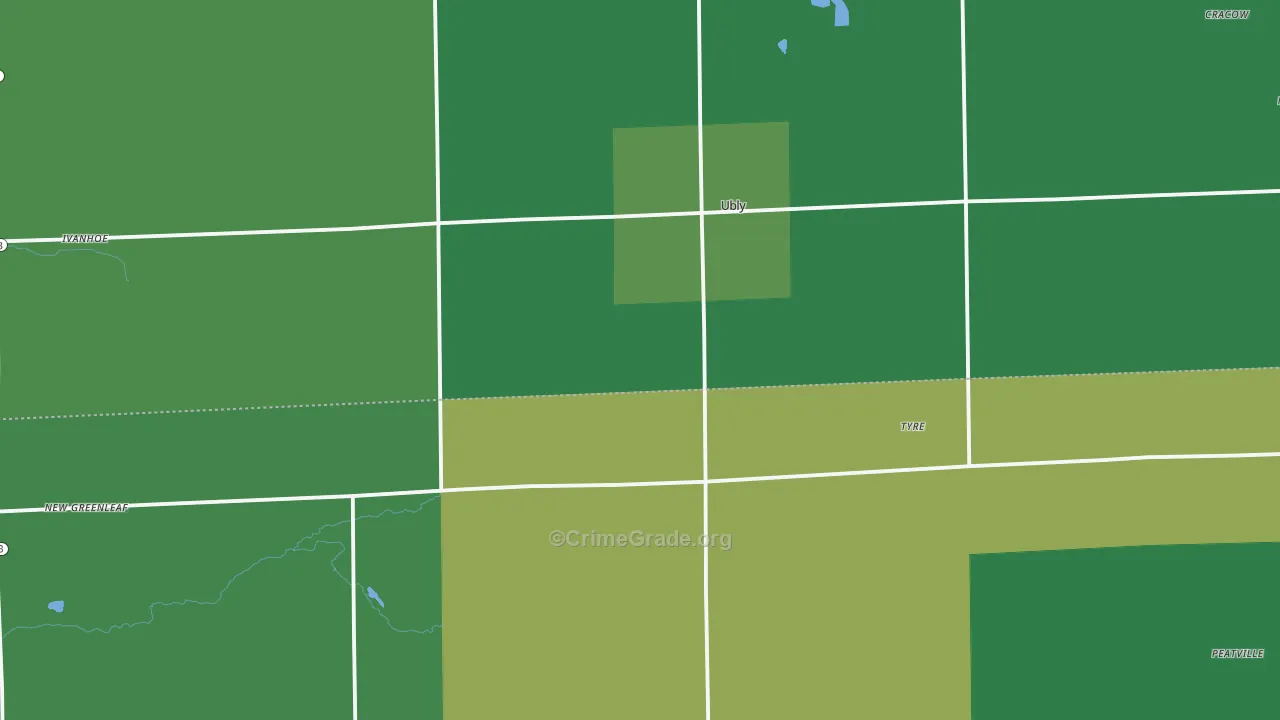 Ubly, MI Map of Vehicle Theft Rates