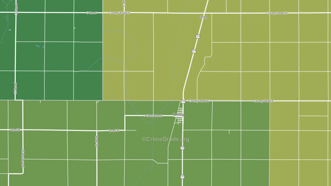 Uehling, NE Map of Vehicle Theft Rates