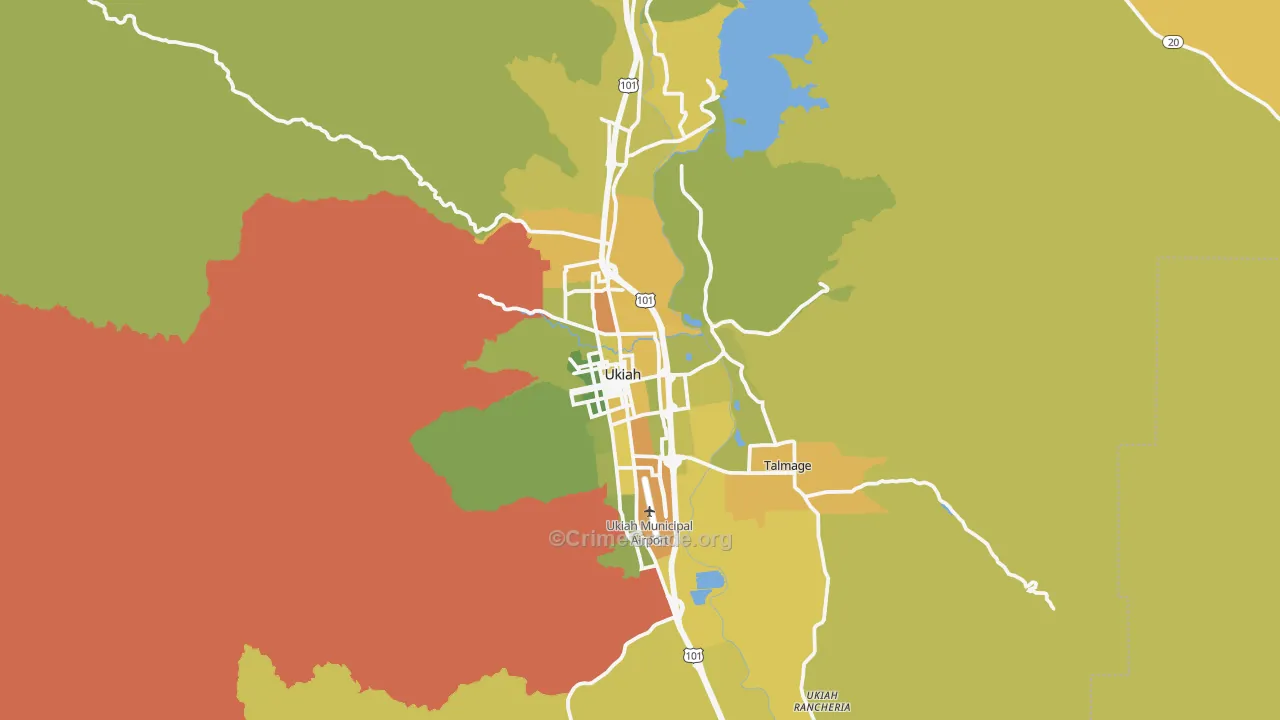 Ukiah, CA Map of Vehicle Theft Rates