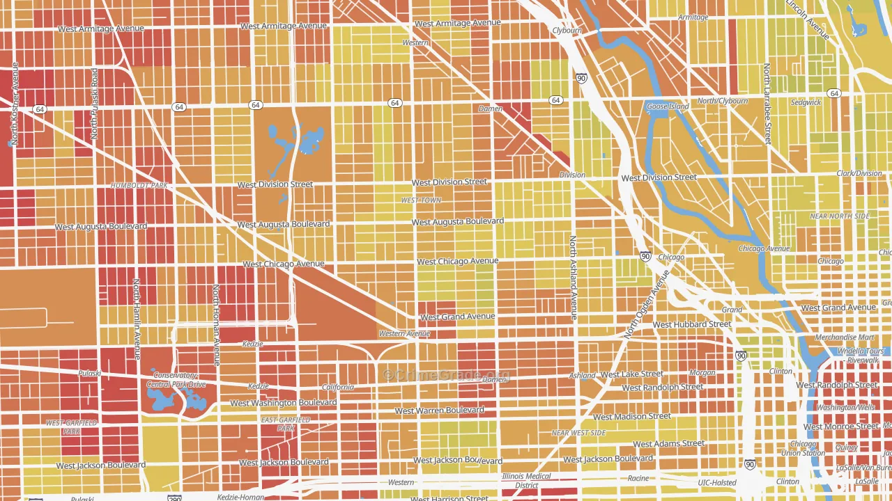 Ukrainian Village, Chicago, IL Map of Vehicle Theft Rates