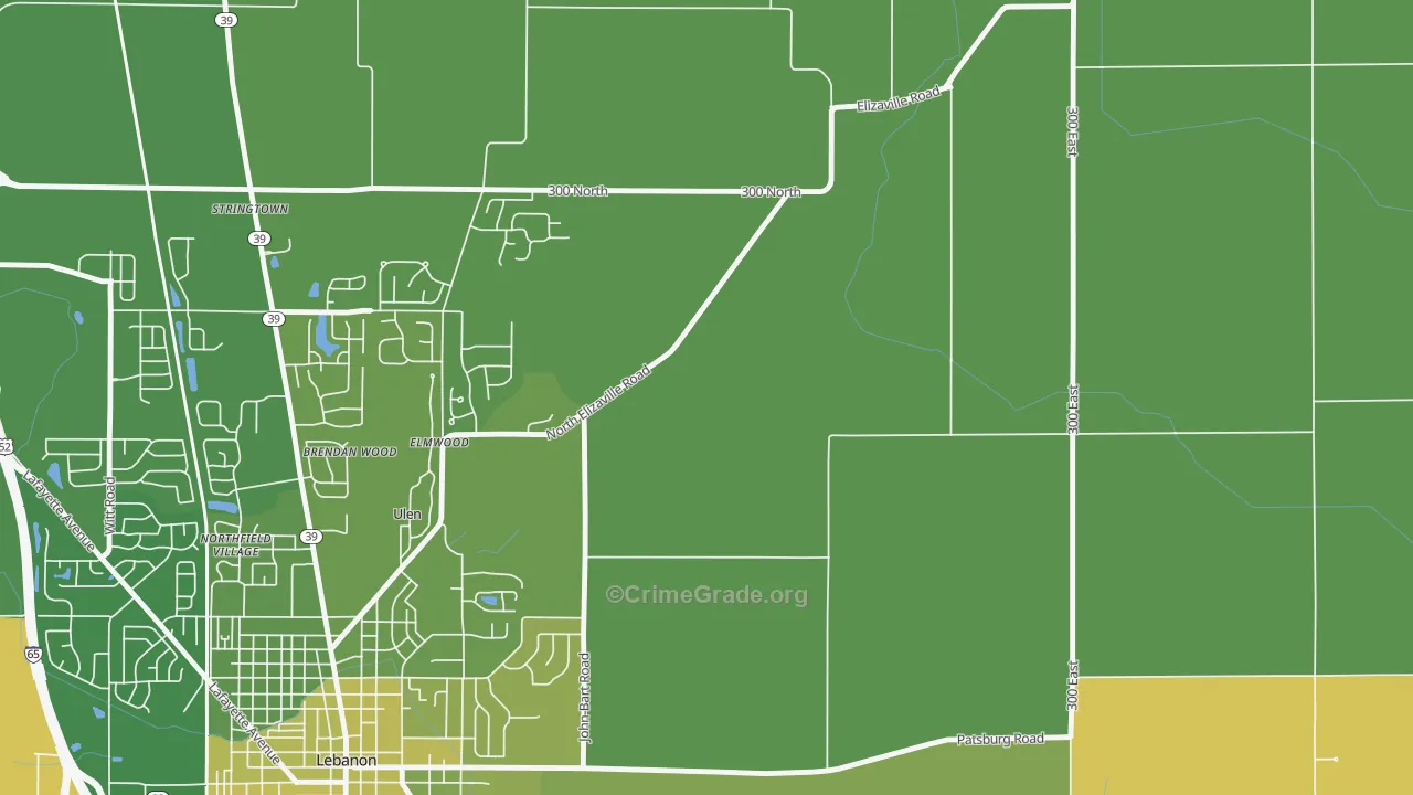 Ulen, IN Map of Vehicle Theft Rates