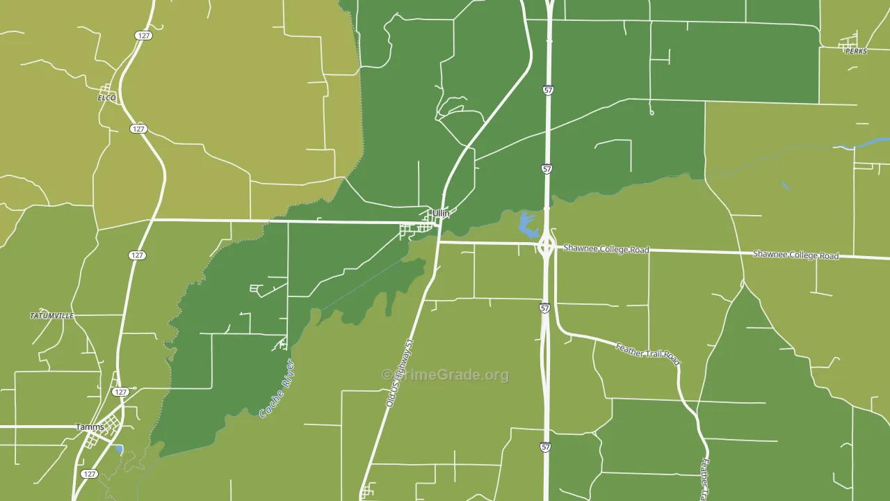 Ullin, IL Map of Vehicle Theft Rates