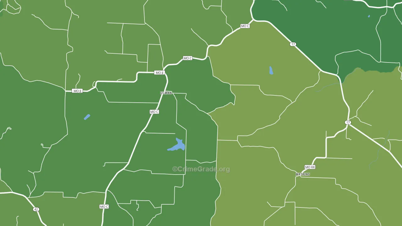 Ulman, MO Map of Vehicle Theft Rates