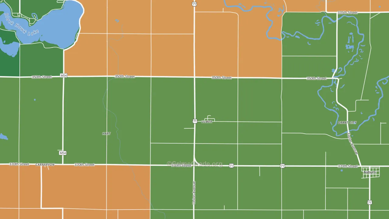 Ulmer, IA Map of Vehicle Theft Rates