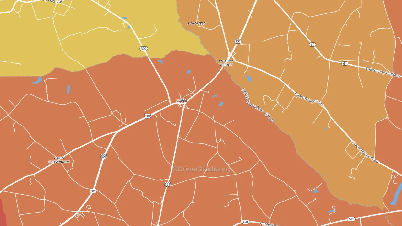 Ulmer, SC Map of Vehicle Theft Rates