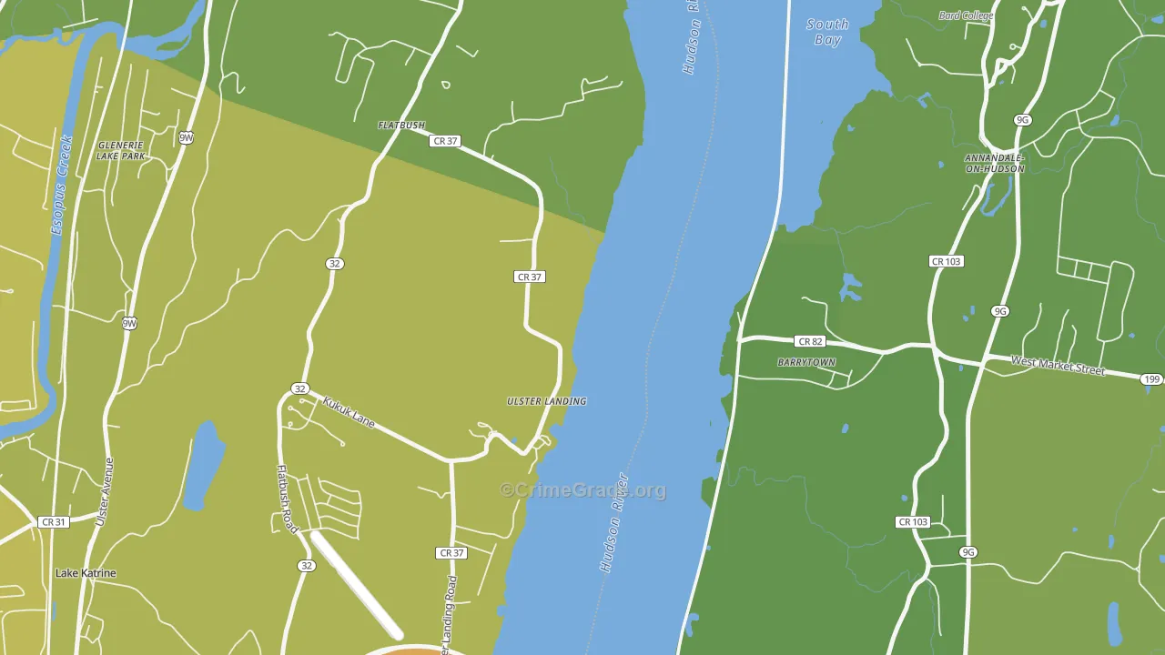 Ulster Landing, NY Map of Vehicle Theft Rates