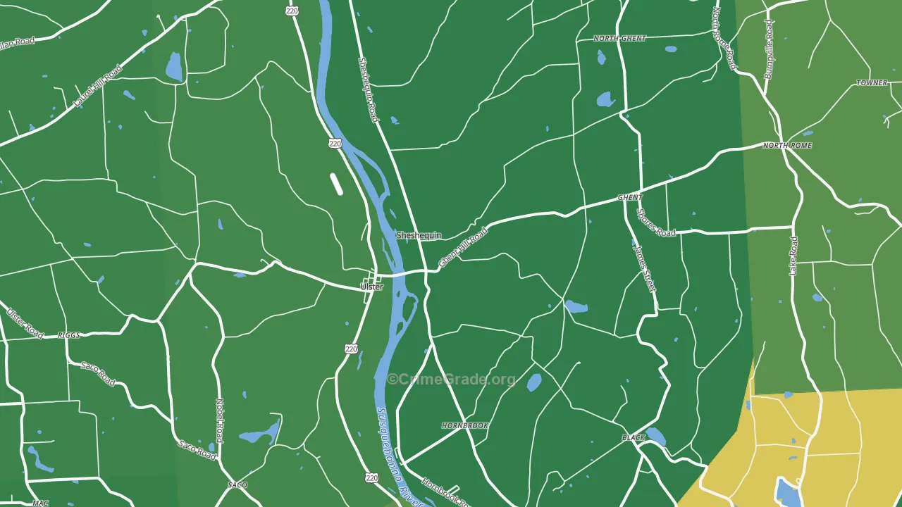 Ulster, PA Map of Vehicle Theft Rates