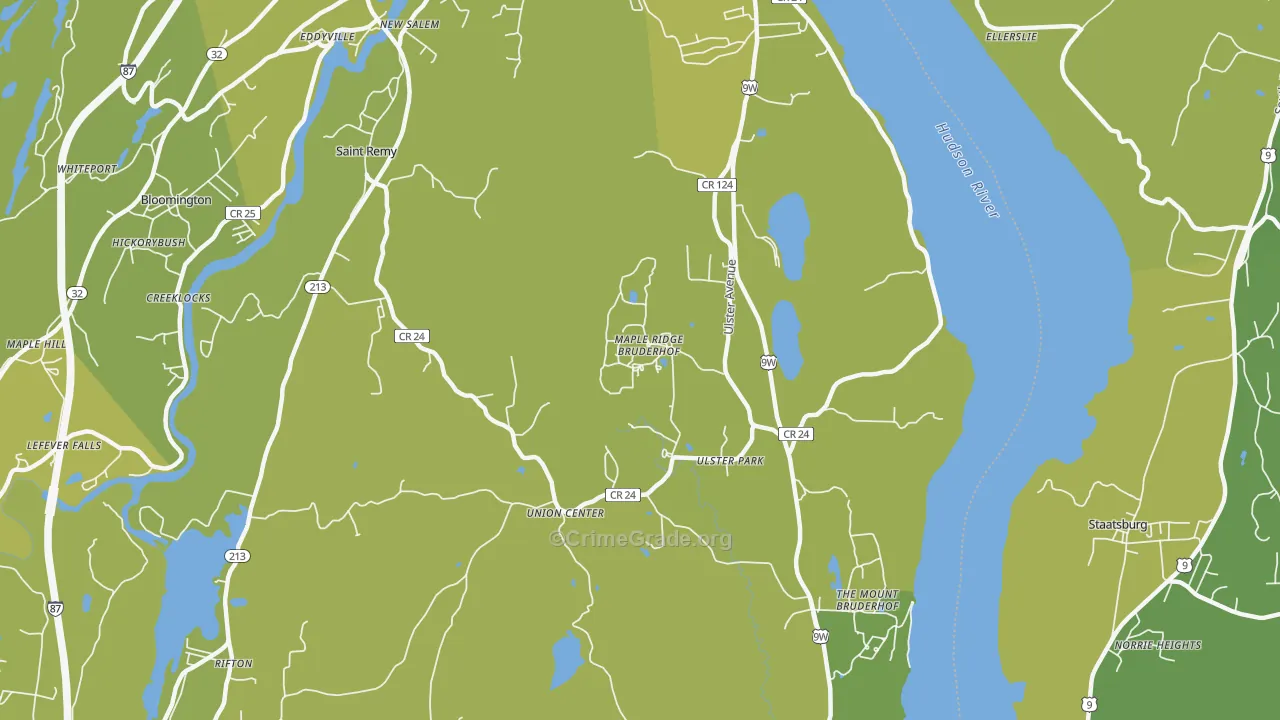 Ulster Park, NY Map of Vehicle Theft Rates