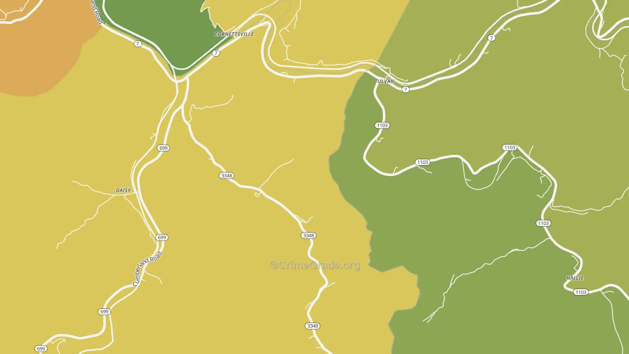 Ulvah, KY Map of Vehicle Theft Rates