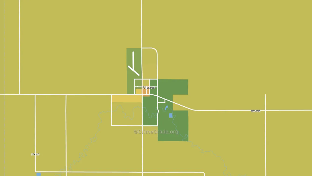 Ulysses, KS Map of Vehicle Theft Rates