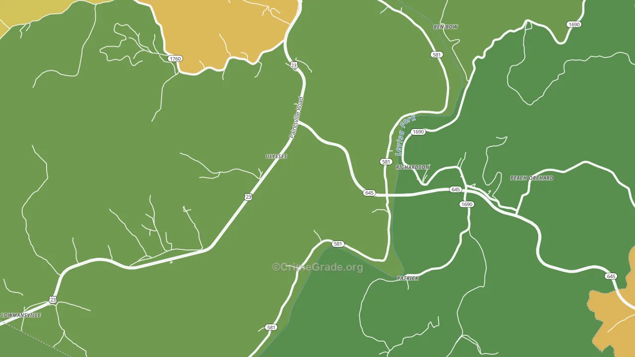 Ulysses, KY Map of Vehicle Theft Rates