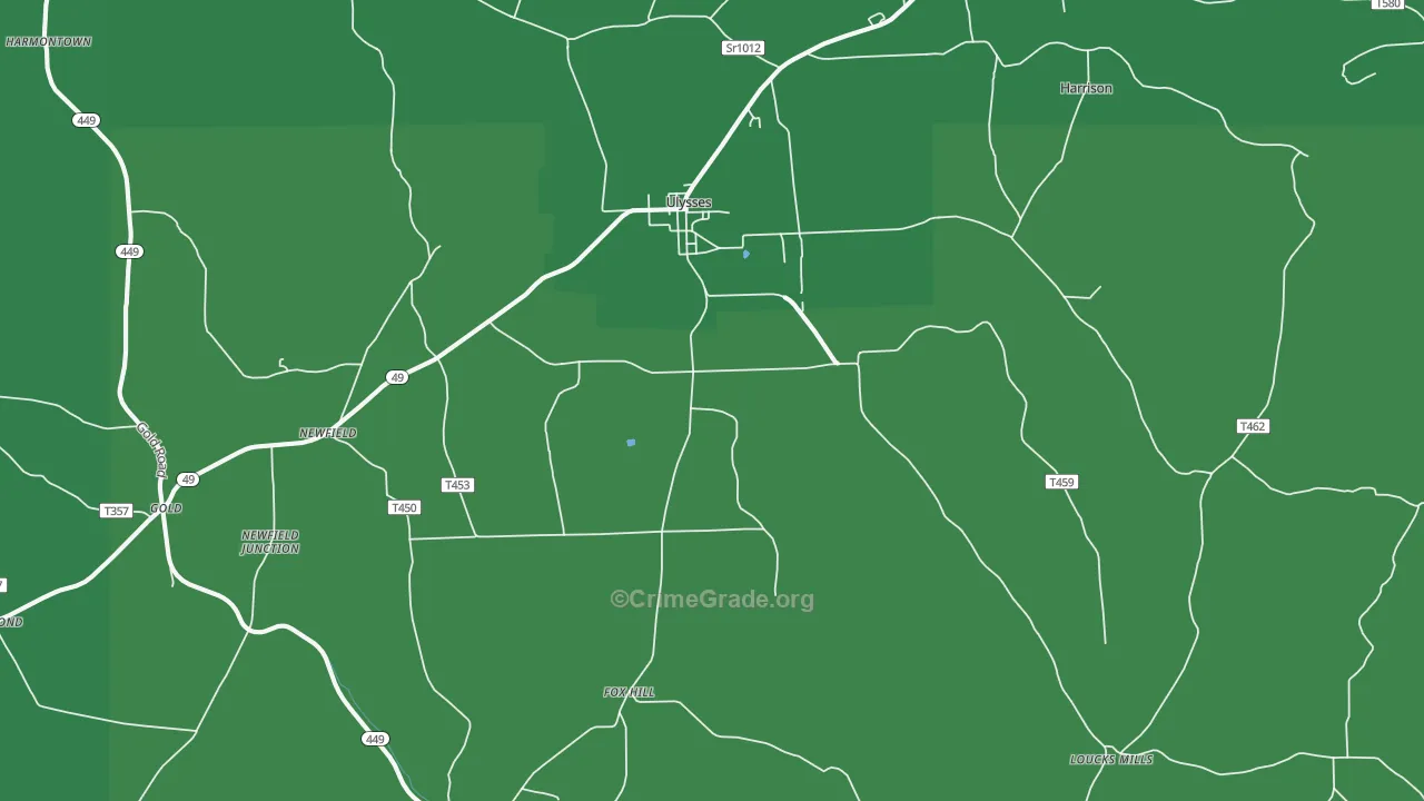 Ulysses, PA Map of Vehicle Theft Rates