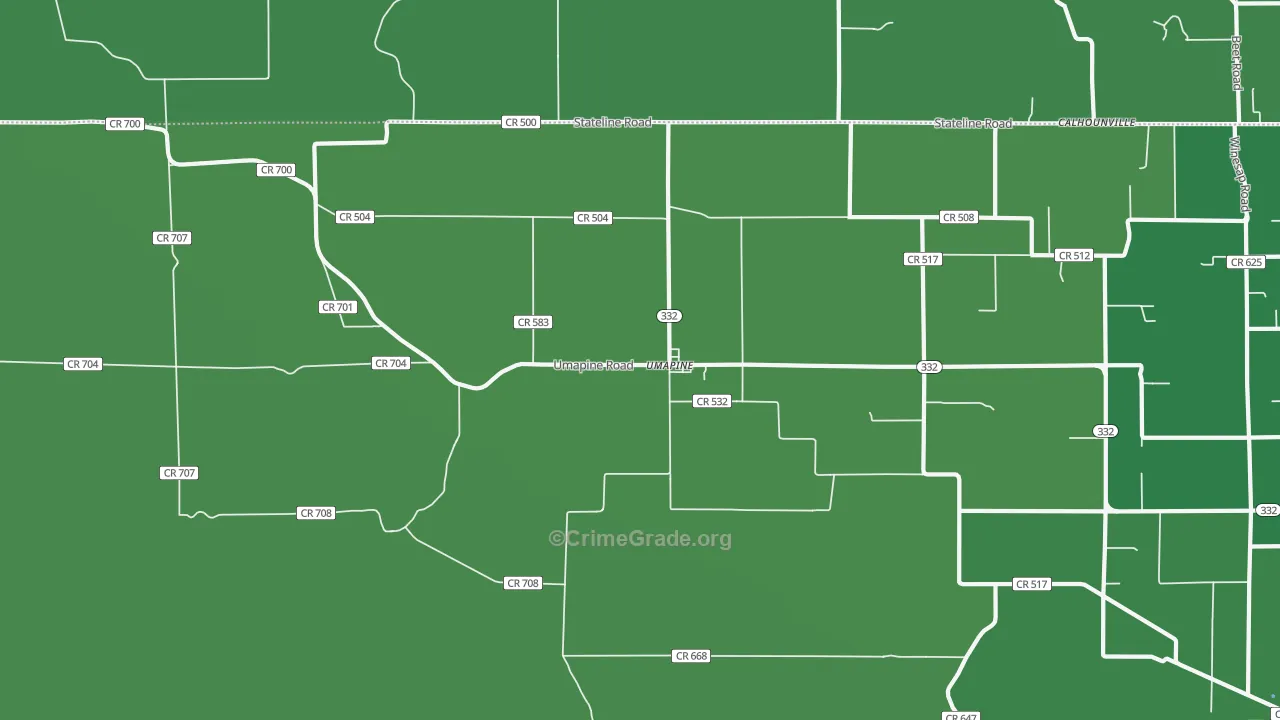 Umapine, OR Map of Vehicle Theft Rates