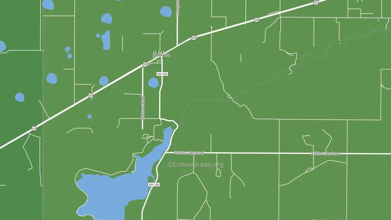 Umbarger, TX Map of Vehicle Theft Rates