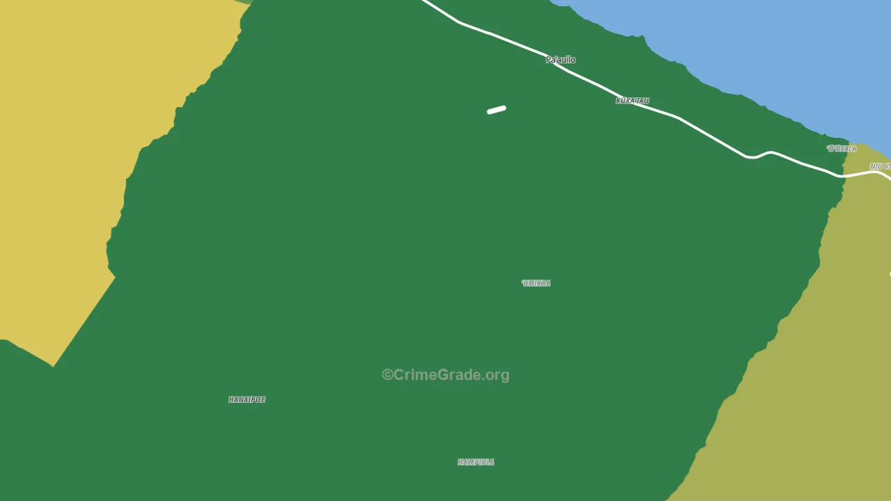 Umikoa, HI Map of Vehicle Theft Rates