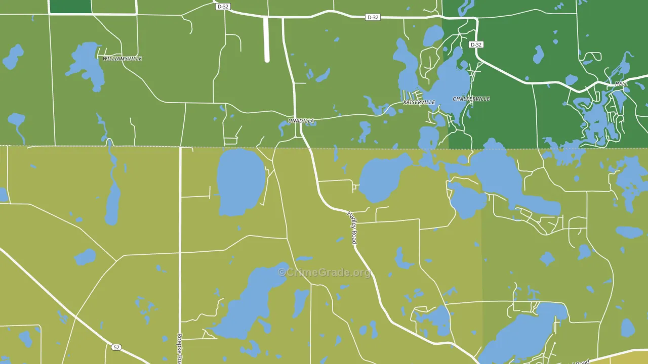 Unadilla, MI Map of Vehicle Theft Rates