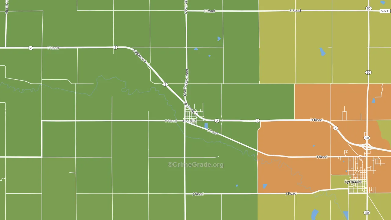 Unadilla, NE Map of Vehicle Theft Rates